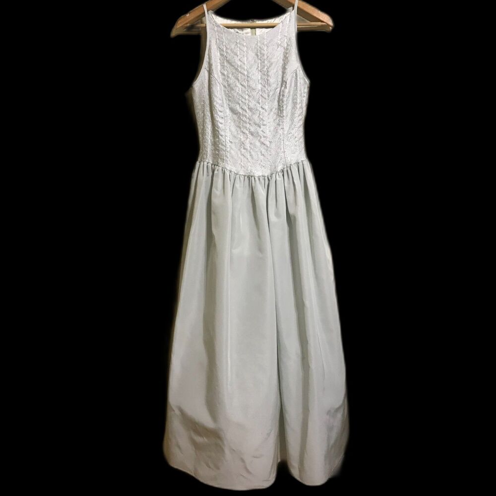 Jessica McClintock VTG 90s mint green princess ballgown prom dress 3/4 XS S